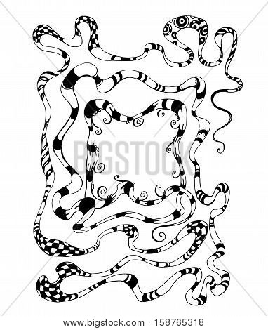 Zentagle decorative design frame with space for text. Doodle
