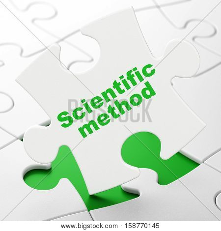 Science concept: Scientific Method on White puzzle pieces background, 3D rendering