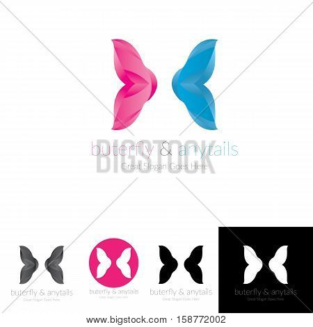 beautifull modern butterfly logo design with various colors geometric shape for girl, feminin look