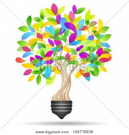 Light bulb and tree. Eco light. Save energy concept for your design