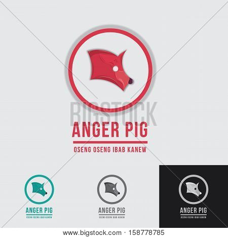 anger pig logo for any pork restaurant or pork farm with geometric grid system