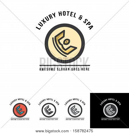 crown with letter e hotel logo design, for hotel spa or any others