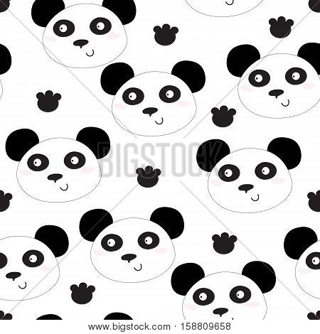Cute hand drawn funny panda head pattern