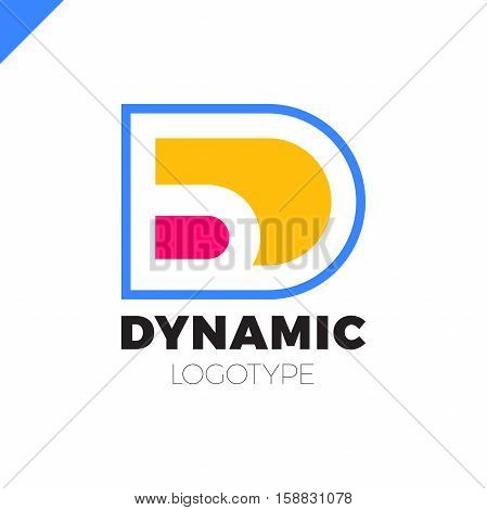 Dynamic Letter D Logo In Negative Space Icon Design Template Elements