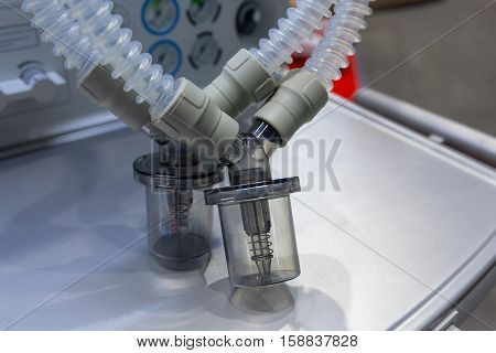 Details of the device for mechanical ventilation closeup. Medicine