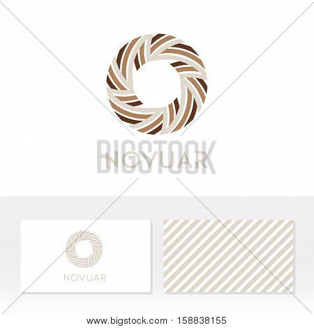 Modern linear ring logo. Vector templates of emblem and business cards in trendy style.