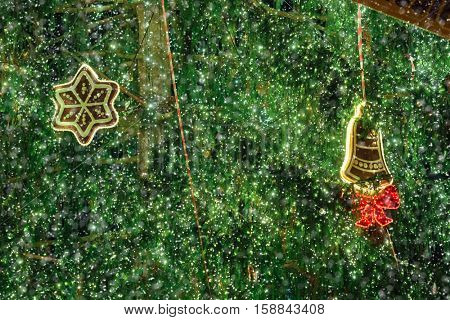 Blurred background with the image of decoreter pine tree