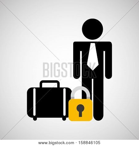 man silhouette suitcase protection icon vector illustration eps 10