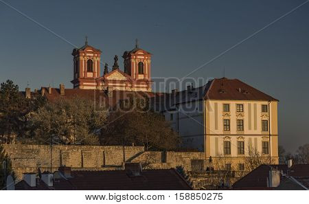 Litomerice town palaces in sunset time with nice colors