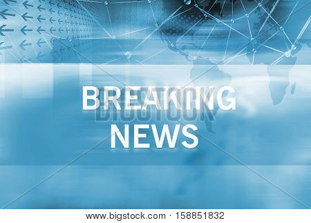 Graphical Breaking News Background with news text Blue Theme Background with White Breaking News Text.