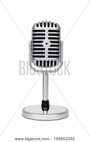Vintage classic microphone isolated on white background with clipping path.