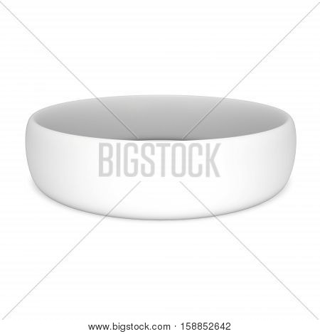 Blank rubber plastic stretch white bracelet. 3d render isolated on white background.