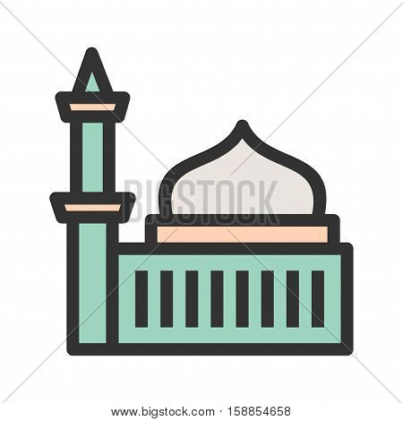 Mosque, religion, islam icon vector image. Can also be used for islamic. Suitable for mobile apps, web apps and print media.