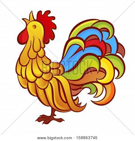 Rooster chicken cock. Vector illustration. Can be used as a greeting card for the year of rooster.