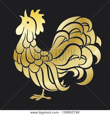 Rooster chicken cock. Vector illustration. Can be used as a greeting card for the year of rooster.