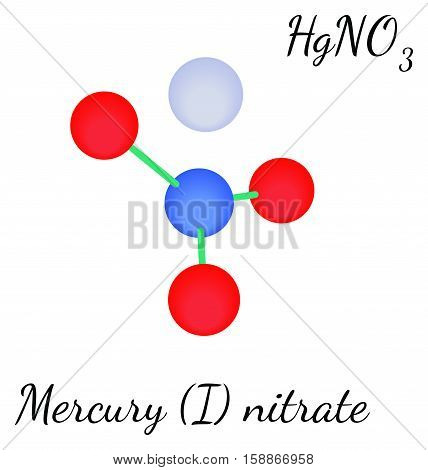 Mercury I nitrate HgNO3 molecule isolated on white