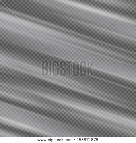 Transparent nobody plastic wrapping vector texture on checkered background. Transparent glass and realistic surface transparent material illustration