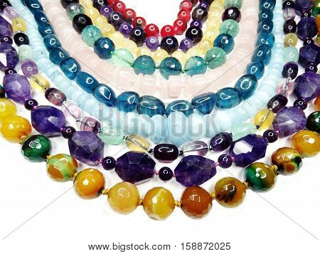 semigem necklace with bright crystals jewellery set