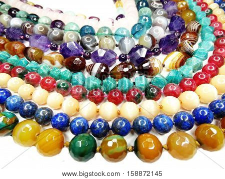 semigem necklace with bright crystals jewellery set
