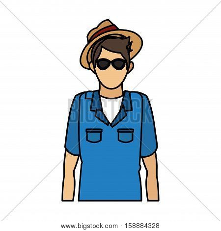 Toruist man icon. Travel trip vacation and tourism theme. Isolated design. Vector illustration