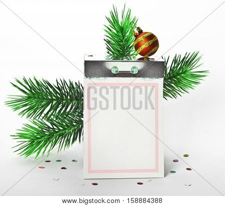 Tear-off calendar with new year decorations on white background
