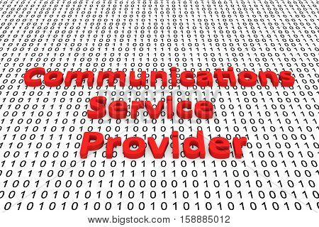 Communications service provider in the form of binary code, 3D illustration