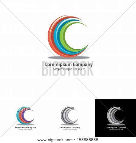 Letter C logo template made by circle grid system. colorfull modern, professional and clean logo