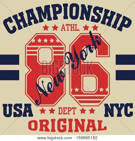 New york Brooklyn sport typography t-shirt. New york College fashion design print. Brooklyn T-shirt Printing Design - vector