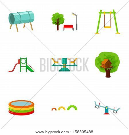 Play garden set icons in cartoon style. Big collection of play garden vector symbol stock