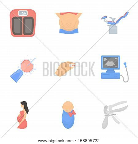 Pregnancy set icons in cartoon style. Big collection of pregnancy vector symbol stock