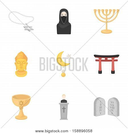 Religion set icons in cartoon style. Big collection of religion vector symbol stock