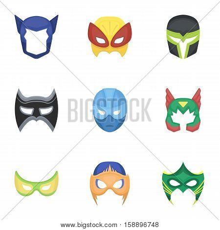 Superhero mask set icons in cartoon style. Big collection of superhero mask vector symbol stock