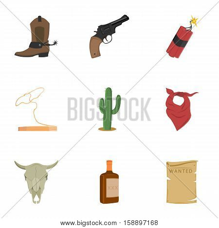 Wild west set icons in cartoon style. Big collection of wild west vector symbol stock
