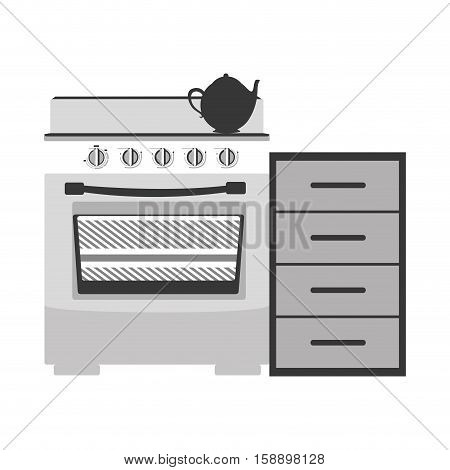 gray scale stove with shelf vector illustration