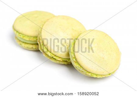 Tasty macaroons isolated on white background