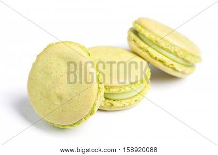 Tasty macaroons isolated on white background