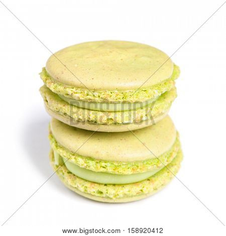 Tasty macaroons isolated on white background