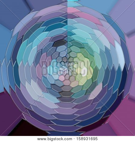 Abstract background of the dark gradient with visual poolar coordinates,cubism,mosaic and stained glass effects,good for your project design
