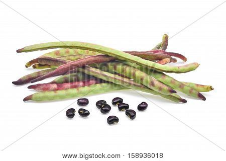 red beans pod with seeds isolated on the white background