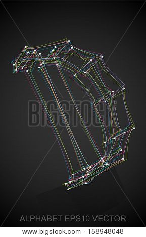 Abstract illustration of a Multicolor sketched uppercase letter D with Reflection. Hand drawn 3D D for your design. EPS 10 vector illustration.