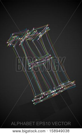 Abstract illustration of a Multicolor sketched uppercase letter H with Reflection. Hand drawn 3D H for your design. EPS 10 vector illustration.