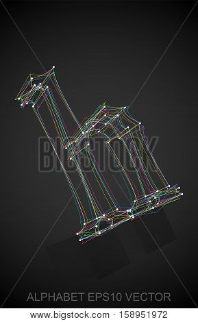 Abstract illustration of a Multicolor sketched lowercase letter H with Reflection. Hand drawn 3D H for your design. EPS 10 vector illustration.