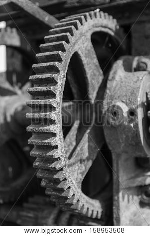 rusty gears and winch mechanism 