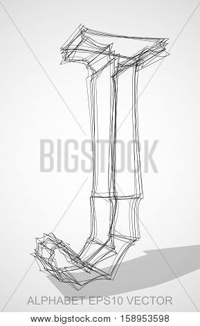 Abstract illustration of a Ink sketched uppercase letter J with Transparent Shadow. Hand drawn 3D J for your design. EPS 10 vector illustration.