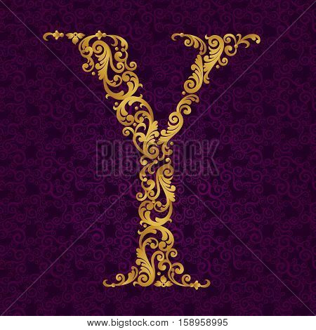 Gold Font Type Letter Y, Uppercase.