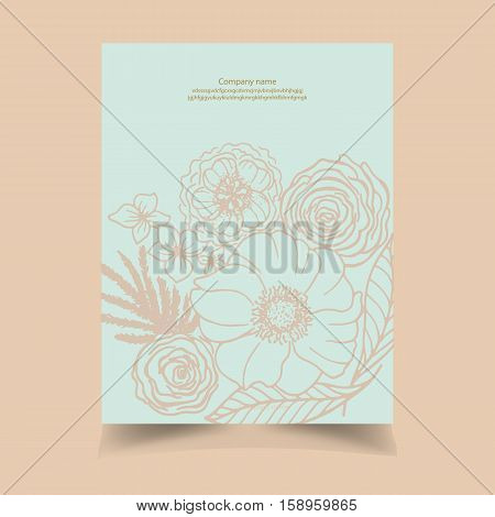 Elegant cards with decorative flowers design elements. Can be used for wedding baby shower mothers day valentines day birthday cards invitations greetings. Vintage decorative flowers.