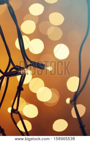 Colorful glowing Christmas lights. Holiday background