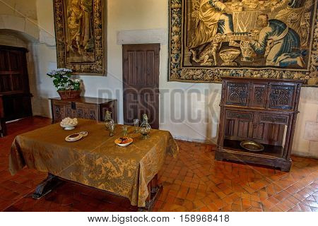 CASTLE OF BLOIS, BLOIS, FRANCE - CIRCA JUNE 2014: The interior of the Blois Castle in circa June, 2014. Blois is chateau in  the town of Blois in the Loire valley, UNESCO World Heritage Site.