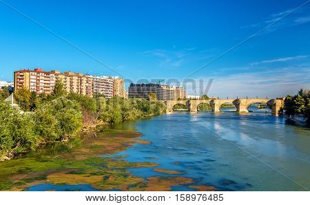 Puente de Piedra in Zaragoza - Aragon, Spain