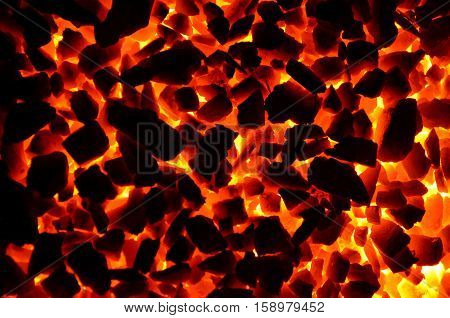 Background from the burning of coal, anthracite brand of medium size.